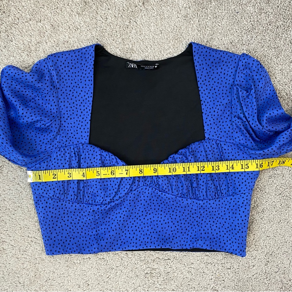Zara Sweetheart Neck Crop Top Blue M - Picture 9 of 10